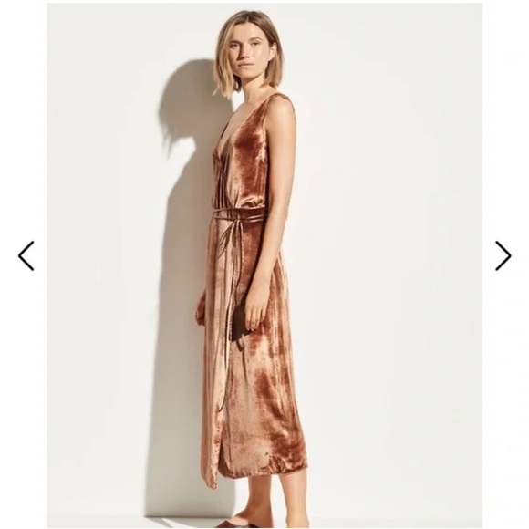 Vince Panné Wrap Dress in Rose Gold Size Small - Picture 2 of 14